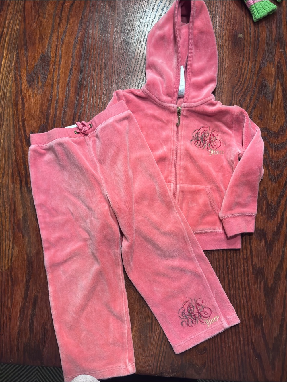 Juicy Couture Pink Velour Hoodie & Pants Set